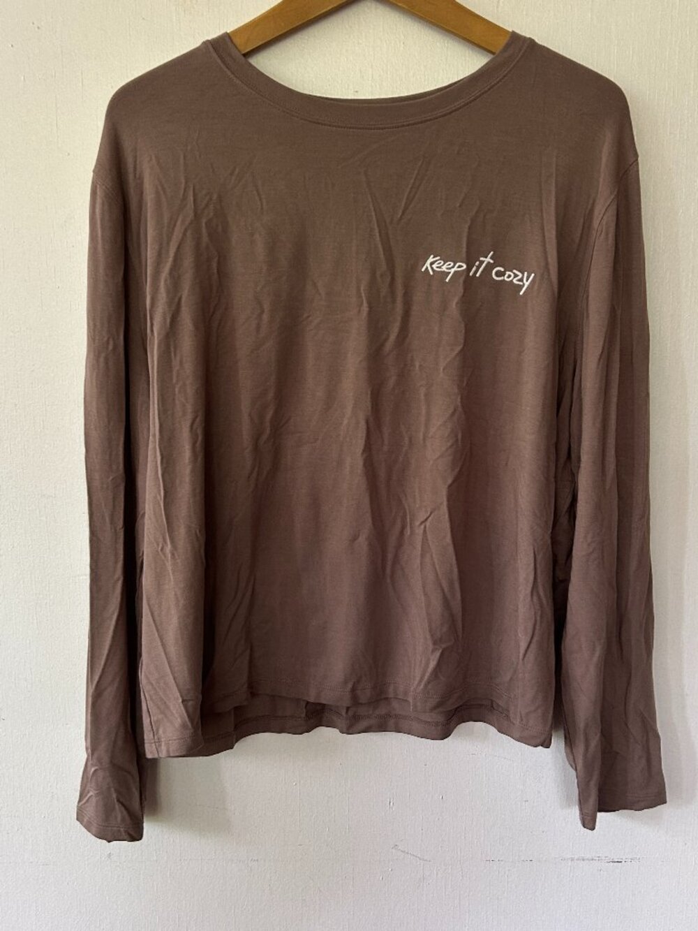 Lou & Grey Keep it Cozy Pajama Top Womens XL Brown Long Sleeve Loungewear
